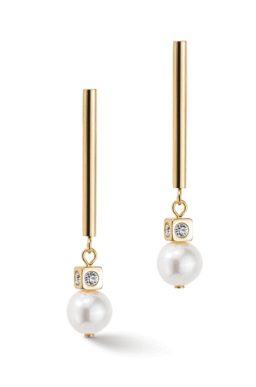 Coeur de Lion Earrings Asymmetry Freshwater Pearls & Stainless Steel White-Gold 1102/21-1416