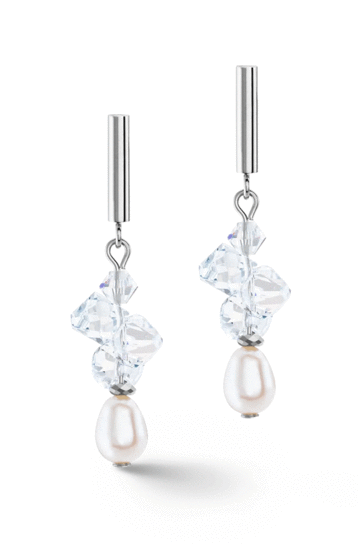 Coeur de Lion Earrings Dancing Crystals & Pearls Silver 1124/21-1417