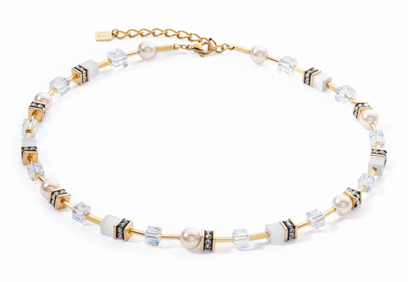 Coeur de Lion GeoCUBE® Iconic Pearl Mix Necklace Gold-White 4081/10-1416