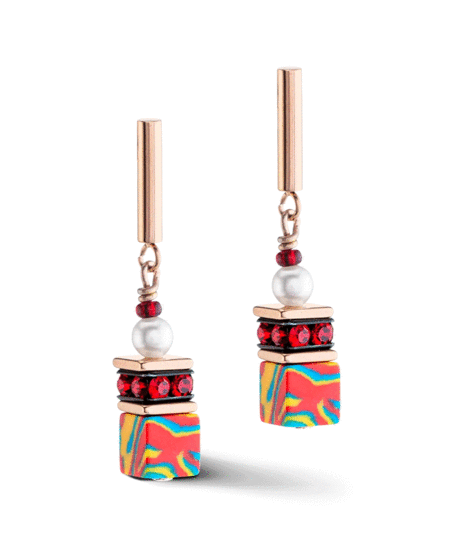 Coeur de Lion GeoCUBE® Fusion Festive earrings red 4086/21-0300