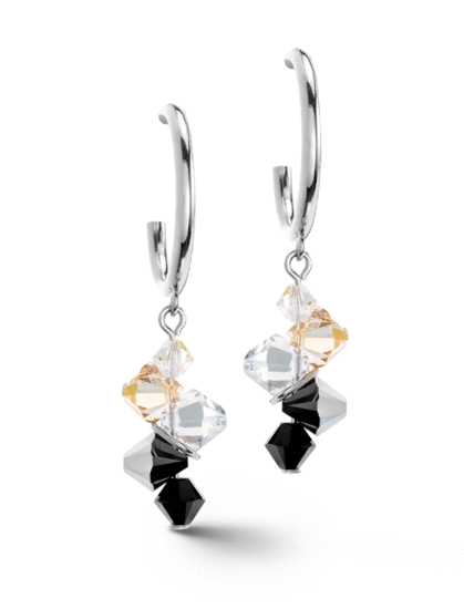 Coeur de Lion Dancing Crystals earrings silver black 4639/21-1318