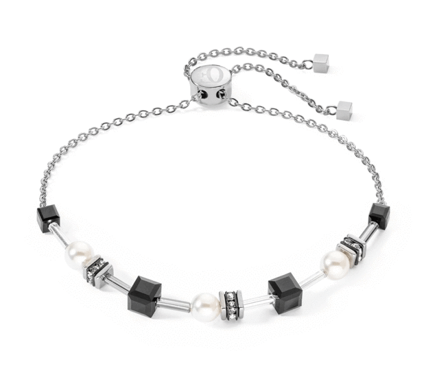 Coeur de Lion Bracelet Mysterious Cubes & Pearls Silver-Black 4085/30-1317