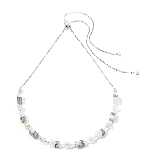 Coeur de Lion GeoCUBE® Iconic Nature Chain necklace white 3035/10-1400