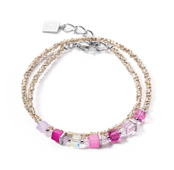 Coeur de Lion Joyful Colours Wrap Bracelet Silver Pink 4564/30-1900