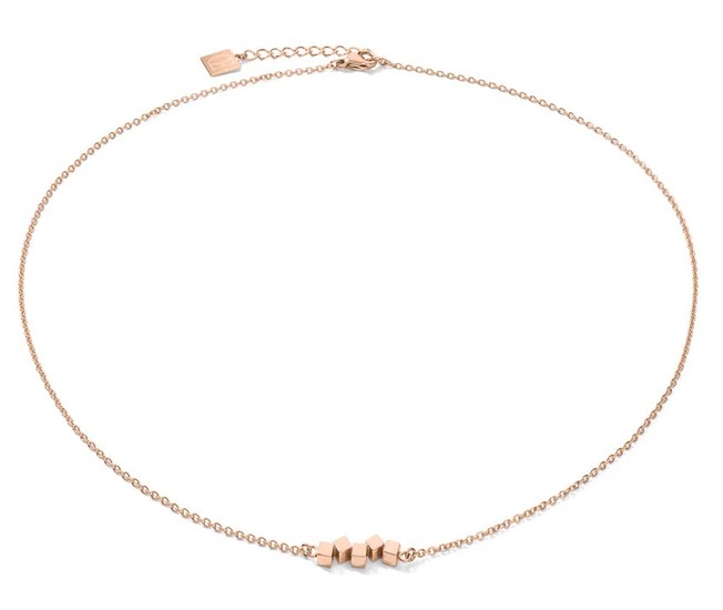 Coeur De Lion Necklace Dancing GeoCUBE® small stainless steel rose gold 5070/10-1620