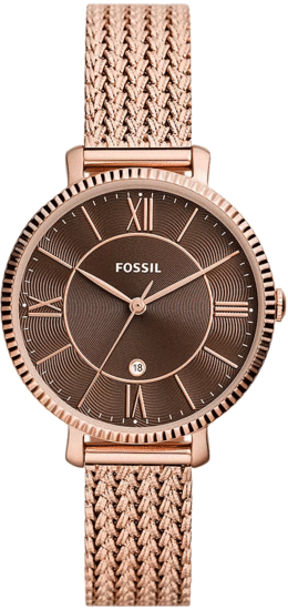 FOSSIL Jacqueline Three-Hand Date Rose Gold-Tone Stainless Steel Mesh Watch ES5322