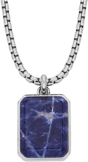 Fossil All Stacked Up Blue Sodalite Chain Necklace JF04469040