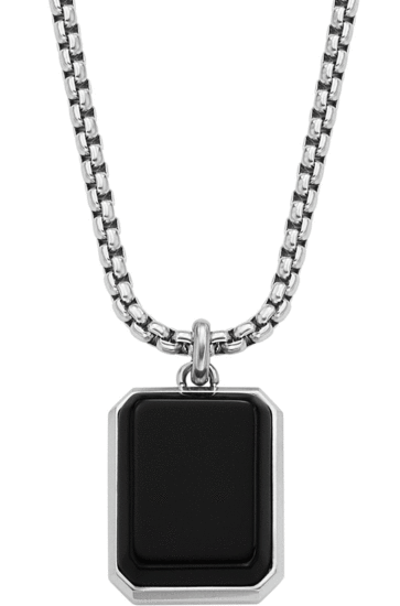 Fossil All Stacked Up Black Agate Pendant Necklace JF04601040