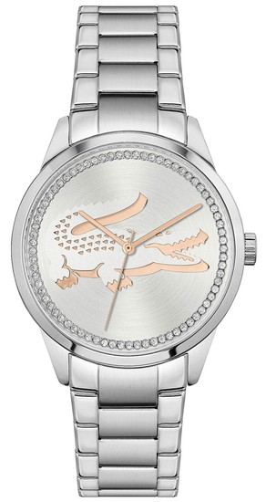 Lacoste Ladycroc 3 Hands Watch - Silver With Stainless Steel Bracelet 2001189