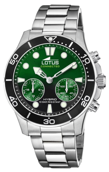 LOTUS MEN'S GREEN CONNECTED STAINLESS STEEL L18800/6