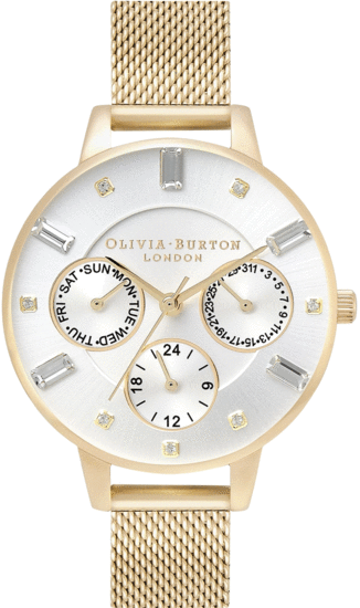 Olivia Burton Classic Multifunction Demi Dial Silver & Gold Mesh Watch OB16CG100