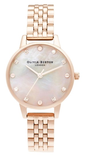 Olivia Burton Midi Mother Of Pearl Dial Rose Gold Bracelet Watch OB16SE10