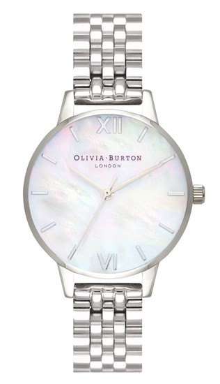 Olivia Burton Mother Of Pearl White Bracelet, Silver OB16MOP02