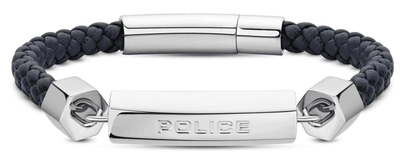 Buy Police Warren Emblem Black Leather Bracelet For Men - PEAGB0033601 at  Amazon.in
