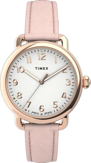 TIMEX Standard 34mm Leather Strap Watch TW2U13500
