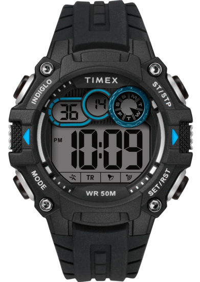 TIMEX Big Digit DGTL 48mm Black/Gray/Blue Silicone Strap Watch TW5M27300