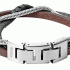 FOSSIL MULTI-STRAND HEMATITE AND BROWN LEATHER BRACELET JF03178040