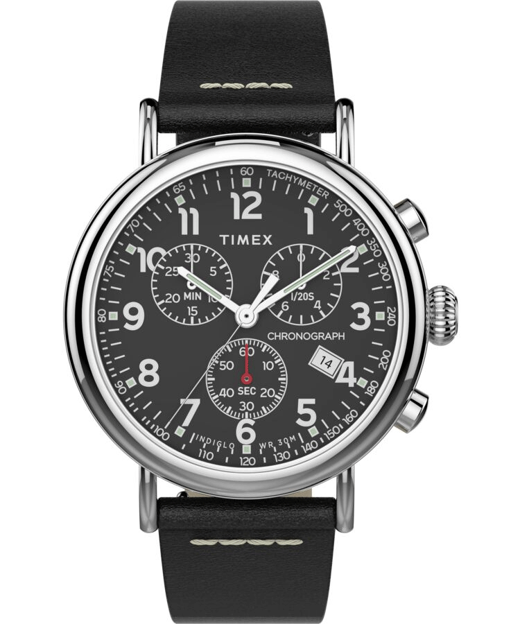 TIMEX Standard Chronograph 41mm Leather Strap Watch TW2T69100 | Starting at  110,00 € | IRISIMO