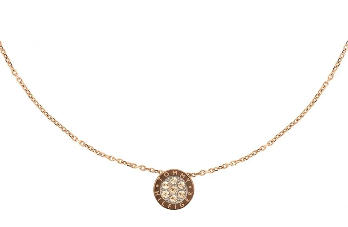 TOMMY HILFIGER CARNATION GOLD-TONE AND CRYSTAL NECKLACE 2780579