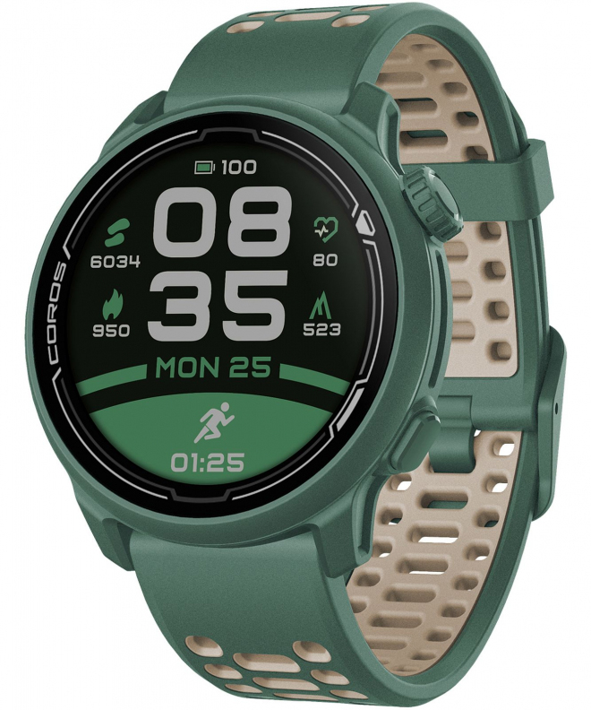 COROS PACE 2 PREMIUM GPS SPORT WATCH GREEN SILICONE BAND WPACE2