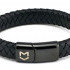 BLACK INTERTWINED LEATHER BRACELET WITH STAINLESS STEEL CLASP BY MENVARD MV1015