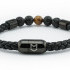 BLACK BROWN LEATHER BRACELET WITH LAVA STONES AND TIGER´S EYE BY MENVARD MV1048