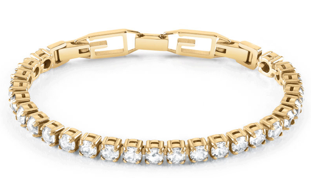 Guess Gold Plated Beaded Bracelet Cubic Zirconium Magnetic Clasp | eBay