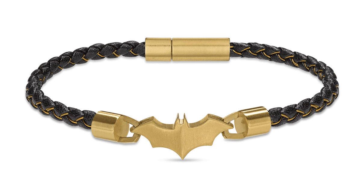Woven Leather Adjustable Men's Bracelet in Batman style in Black –  shopkiasha